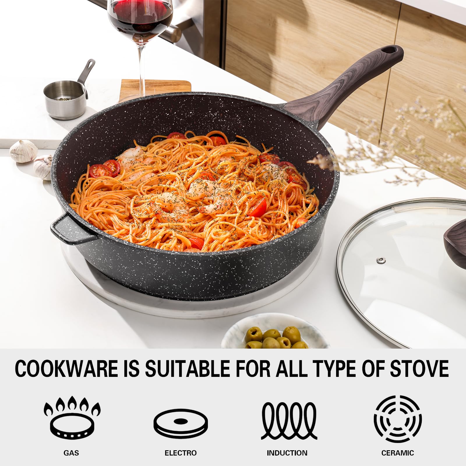 Kordisen pan with glass lid displaying clear view and steam retention for monitoring food