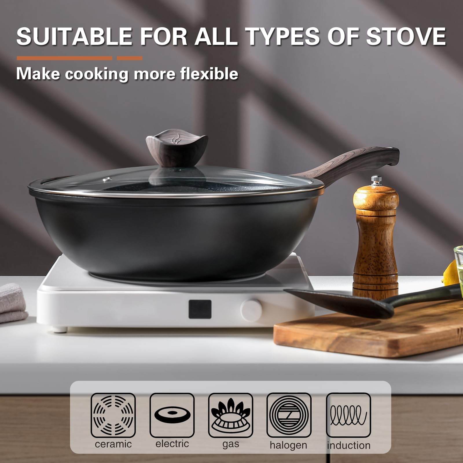 Kordisen close-up of granite nonstick coating, demonstrates easy food release