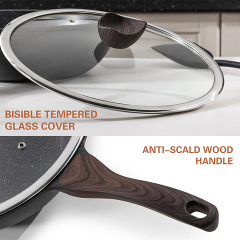 Kordisen wok size comparison with wooden spoon, shows family-ready capacity