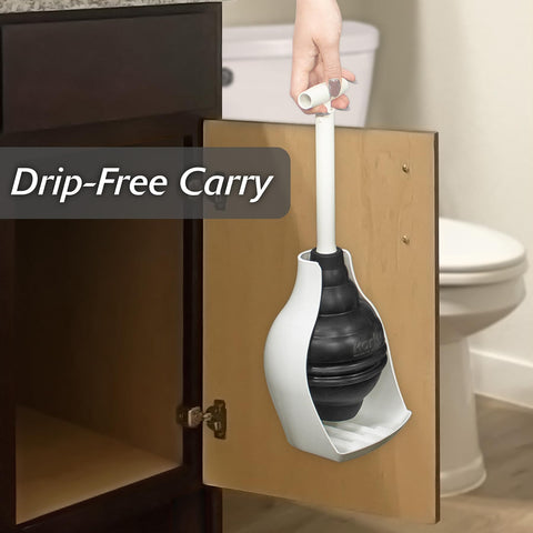 Korky beehivemax collapsed handle under sink illustrates space-saving storage