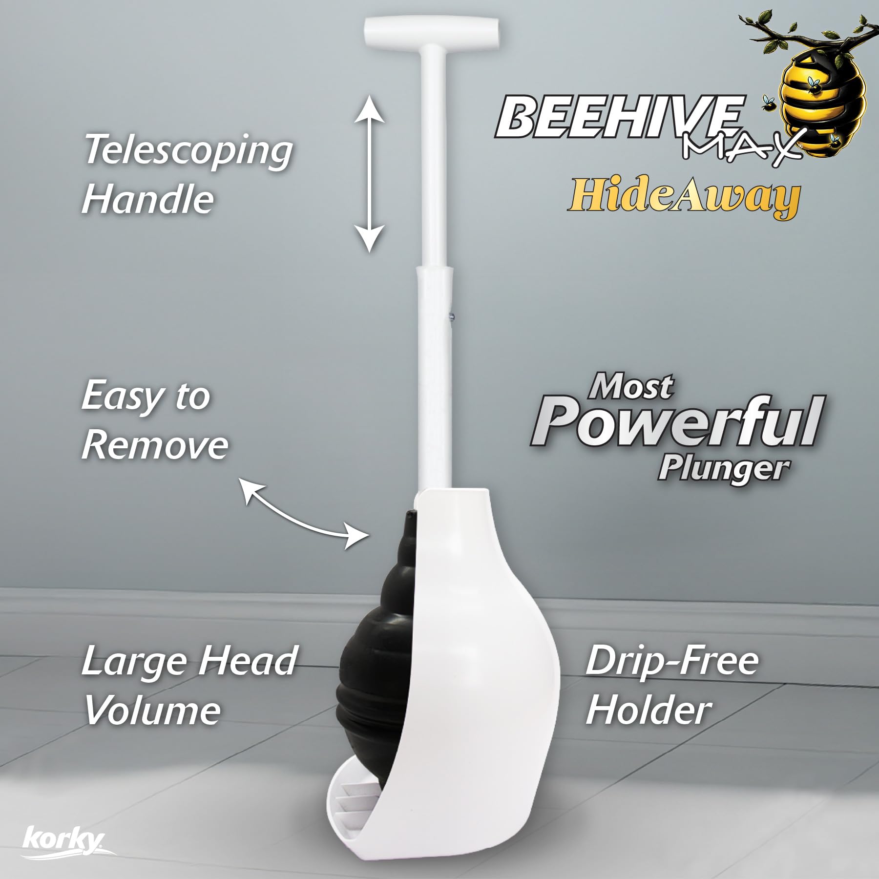 Korky beehivemax T-handle detail displays ergonomic grip for better leverage
