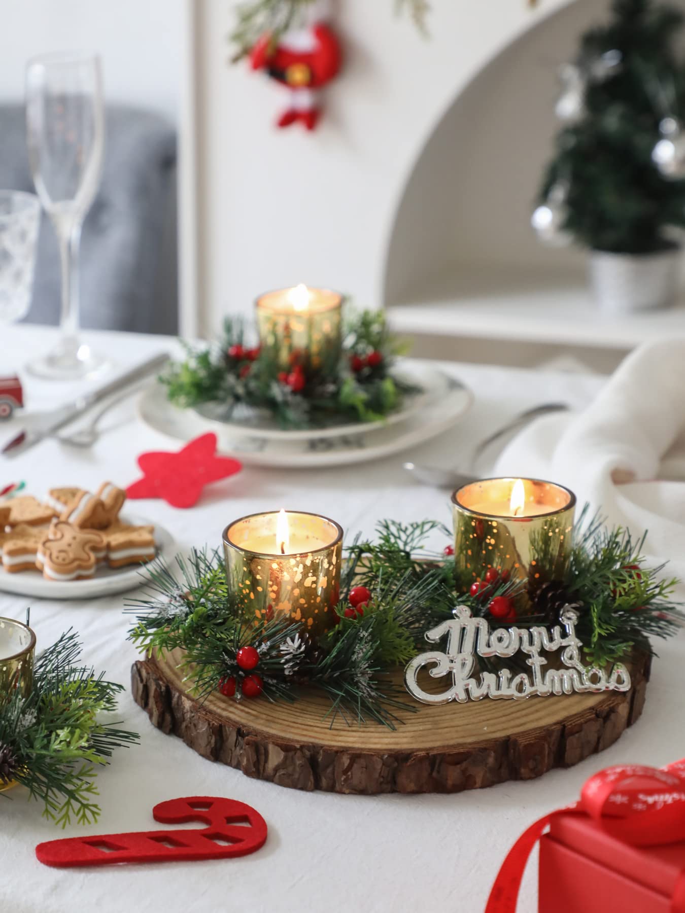 KORMMCO candle ring beside utensils showing 5.2-inch scale and perfect table fit