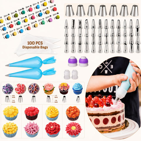 KOSBON piping tips and bags arranged to show decorating versatility