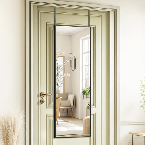 Kosmonia front-facing full-length mirror showing clear reflection and space saving benefit