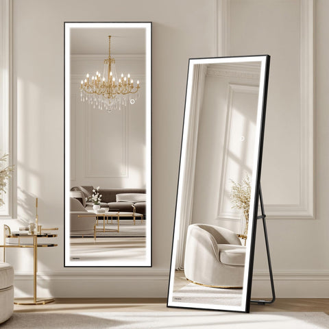 Kosmonia front view full-length mirror showing even illuminated reflection benefits