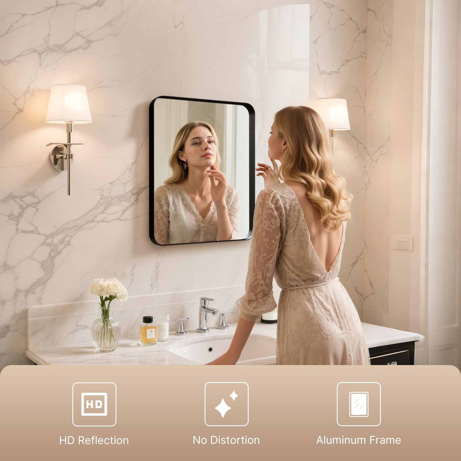 Kosmonia lifestyle bathroom shot shows contemporary décor impact and visual focal point