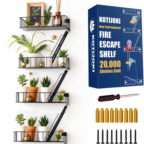 KOTIJOKI front view of fire escape shelf shows bold urban display benefit