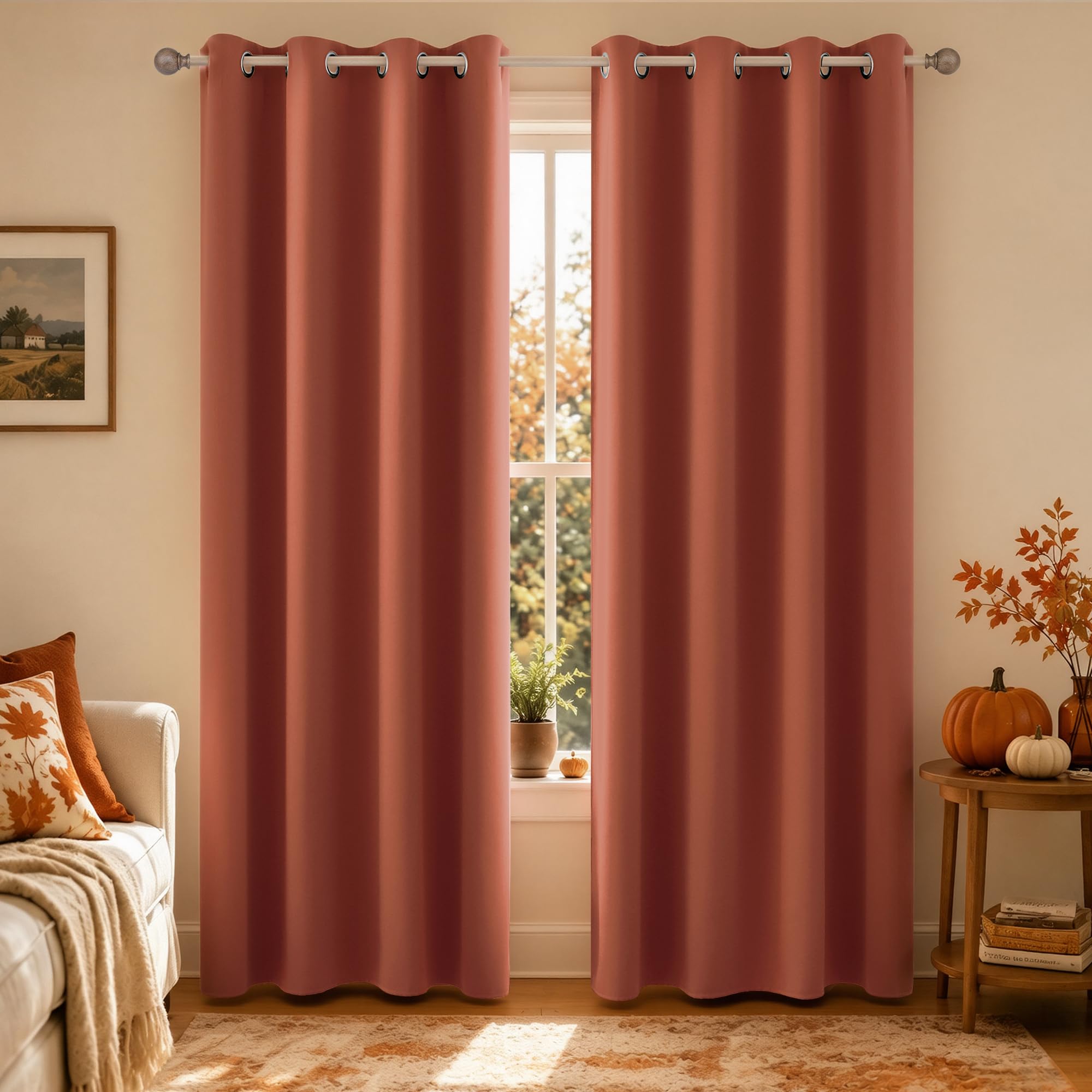 KOUFALL front view of burnt orange panels showcasing warm color and coverage