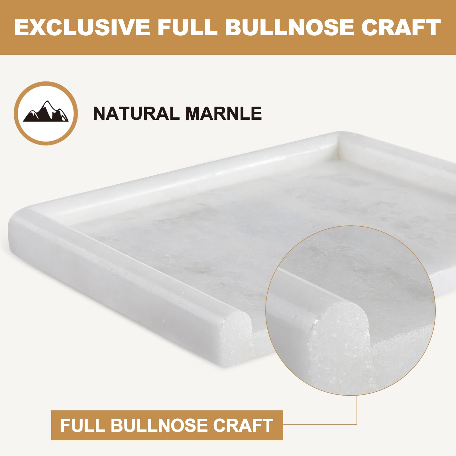 Koville close-up of full bullnose edge highlighting safe handling