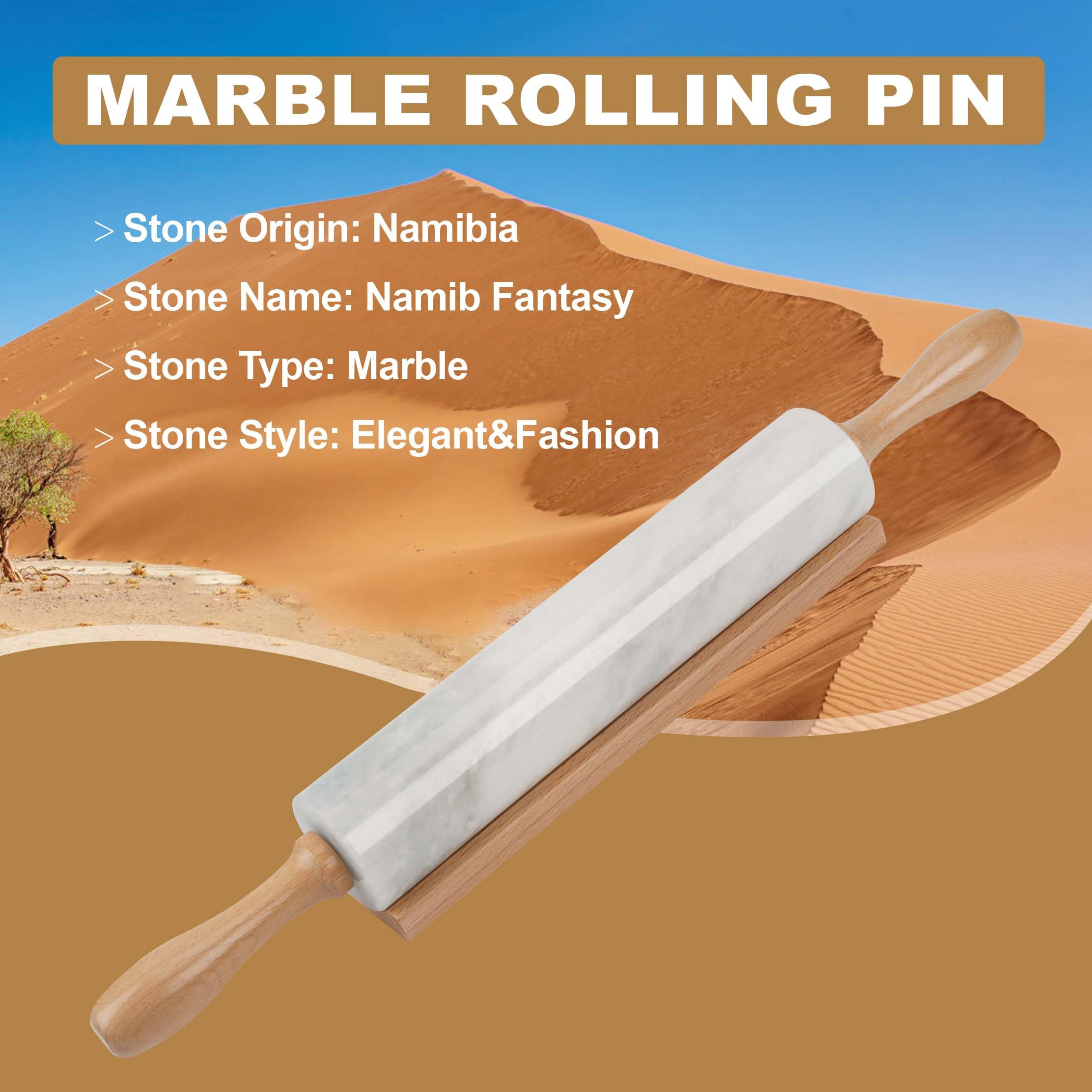 Koville rolling pin flattening pasta dough to illustrate smooth, non-stick rolling performance