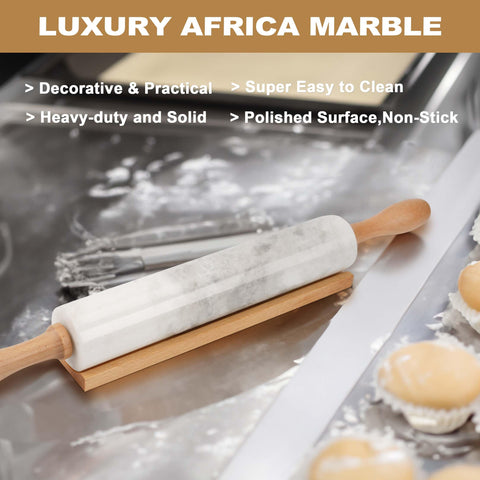 Koville rolling pin on included mat showing setup and tidy, practical baking surface