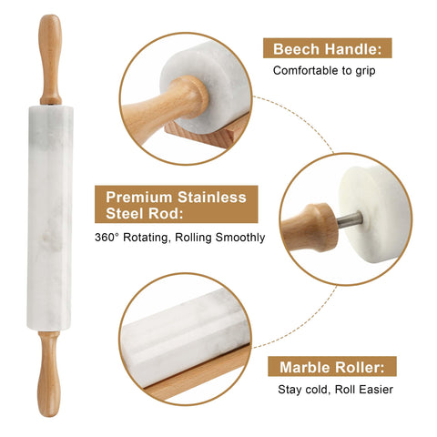 Koville scraper next to rolling pin edge detail for precise dough handling and cutting