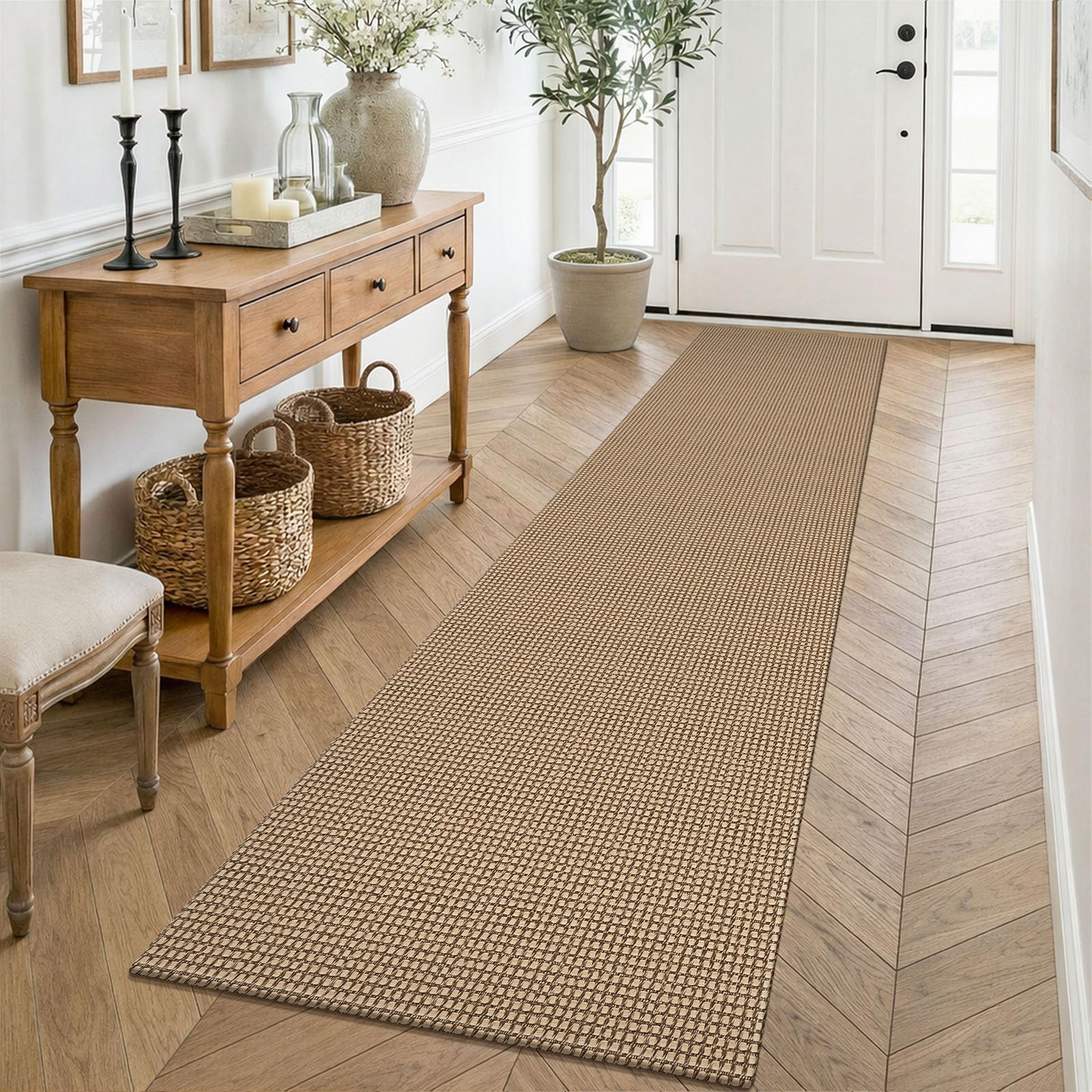 KOZYFLY runner front view shows warm boho colors and hallway styling benefit