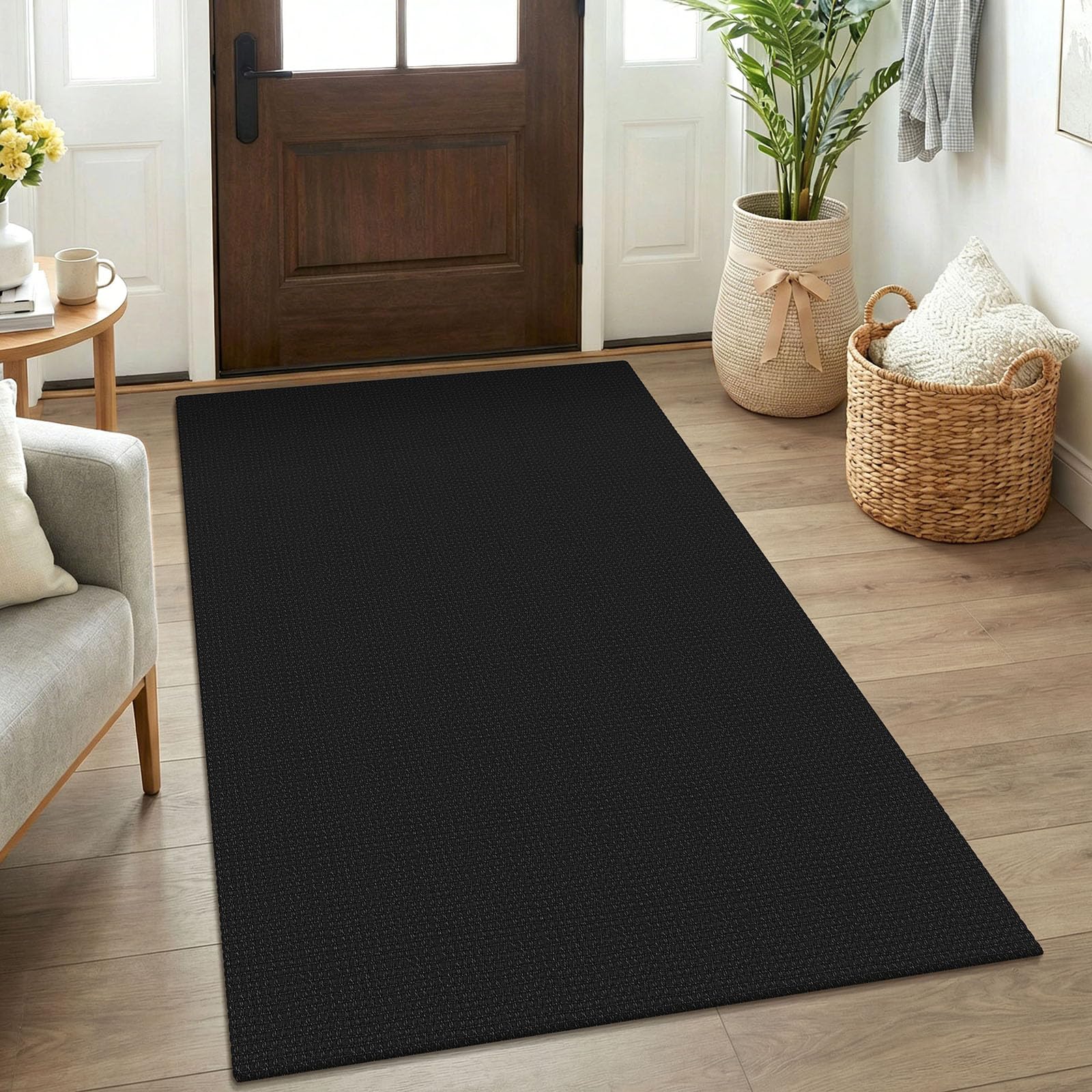 KOZYFLY front view of rug showing braided pattern and neat packaging, durable visual appeal