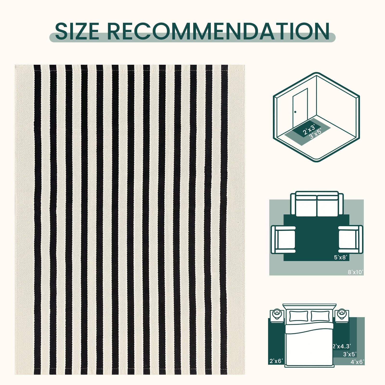 KOZYFLY 3x5 rug beside door illustrating compact size and scale