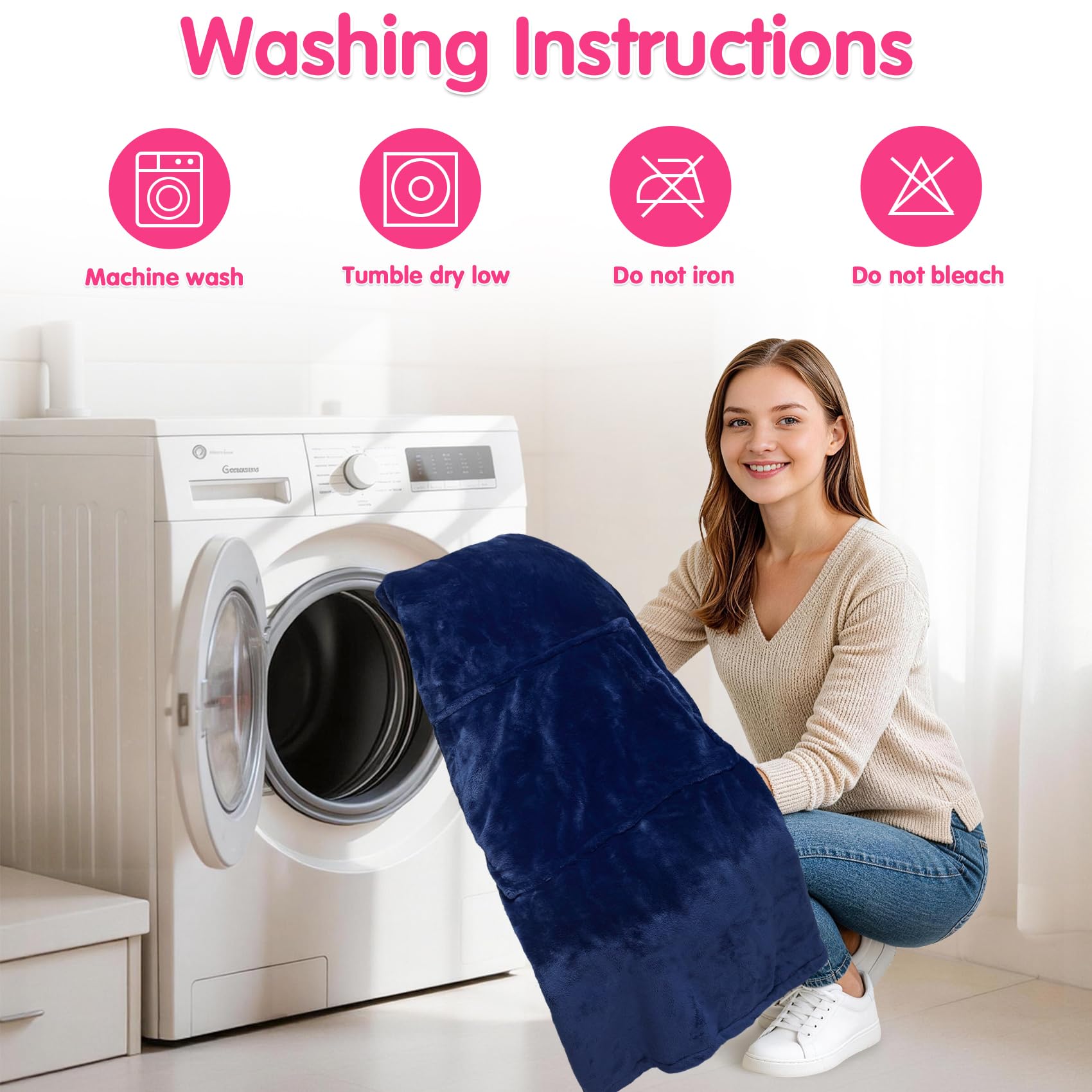 KPBLIS wearable blanket beside chair showing oversized fit and scale