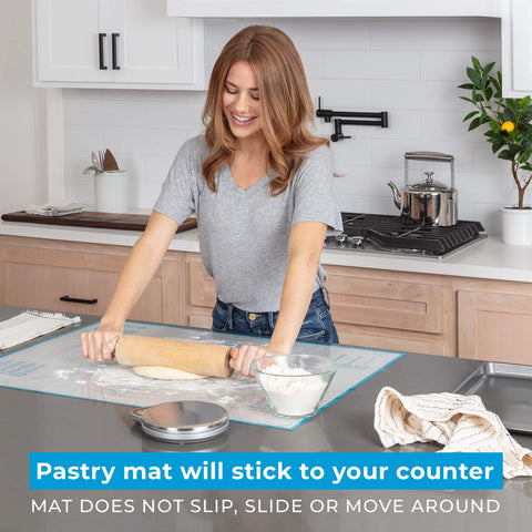 KPKitchen textured underside showing anti-slip backing that keeps mat steady while rolling