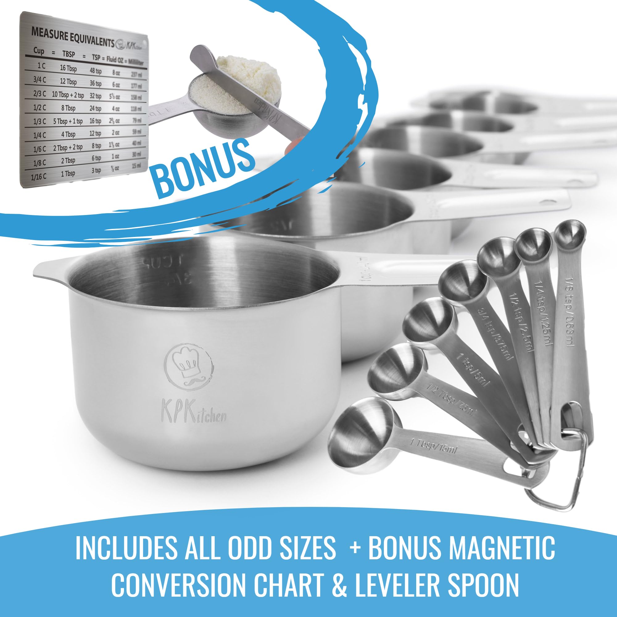 KPKitchen measuring cups and spoons used in a home baking scene