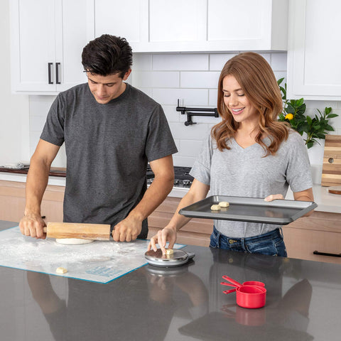 KPKitchen mat folded for storage showing flexible silicone that saves space