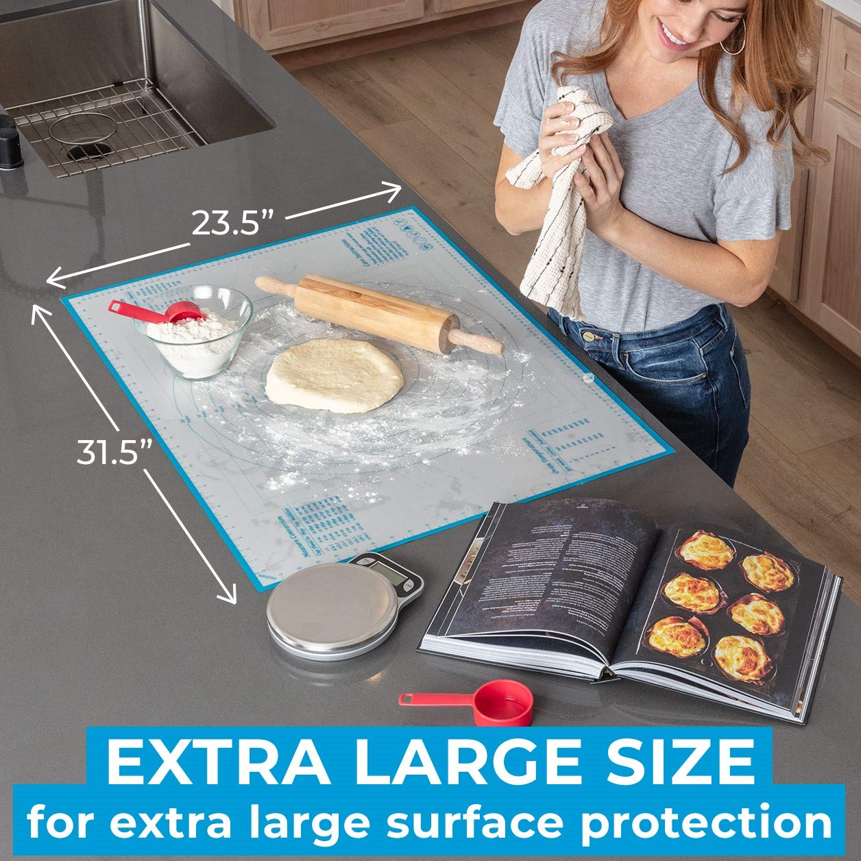 KPKitchen close-up of measurement markings for precise dough sizing and easy conversions