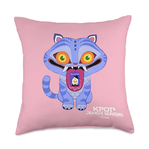 KPop Demon Hunters Derpy pillow front view showing mascot and bright colors for fan display