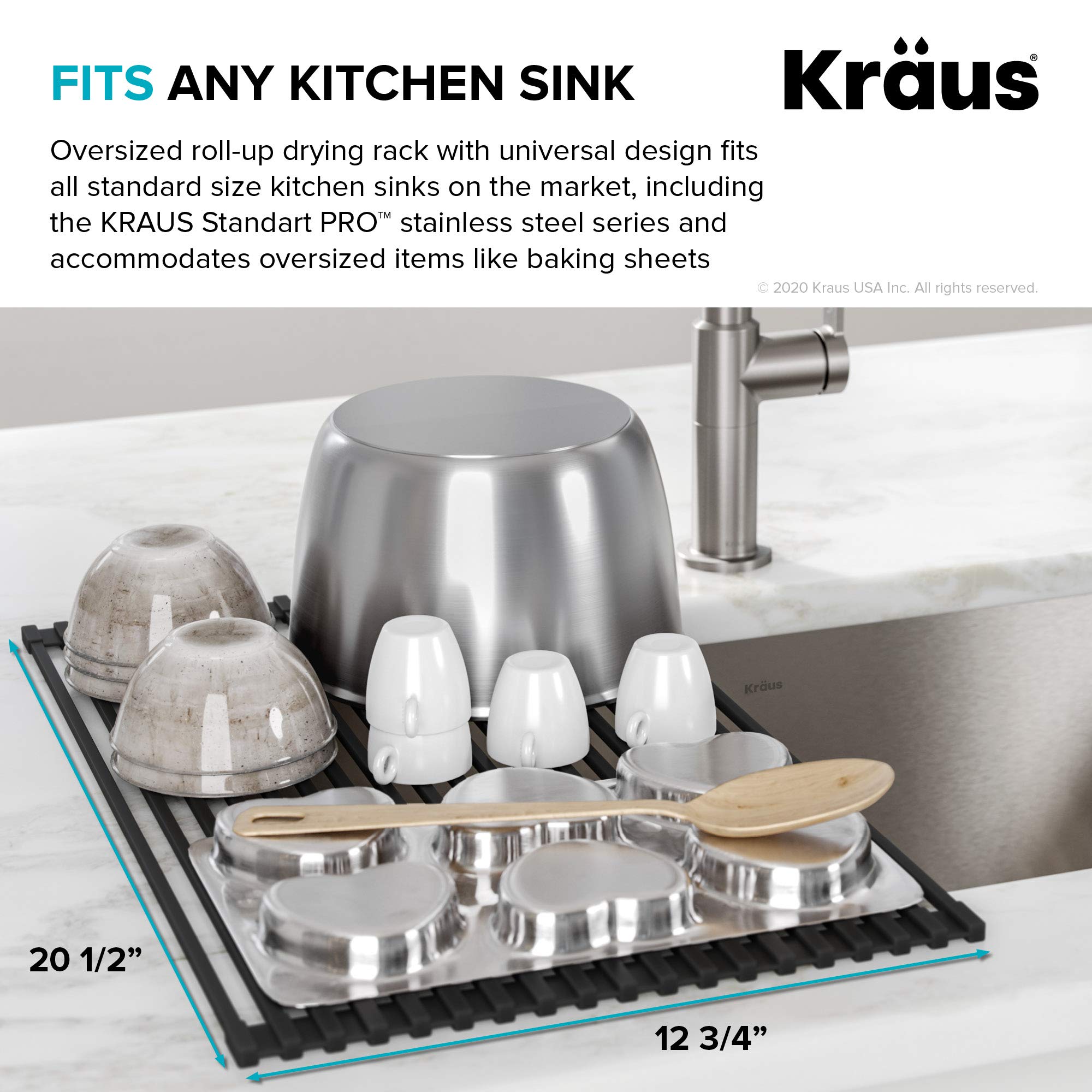 Kraus drying large baking sheet shows support for oversized items