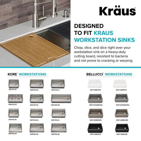 Kraus Kore lifestyle shot in modern kitchen showing organized workspace