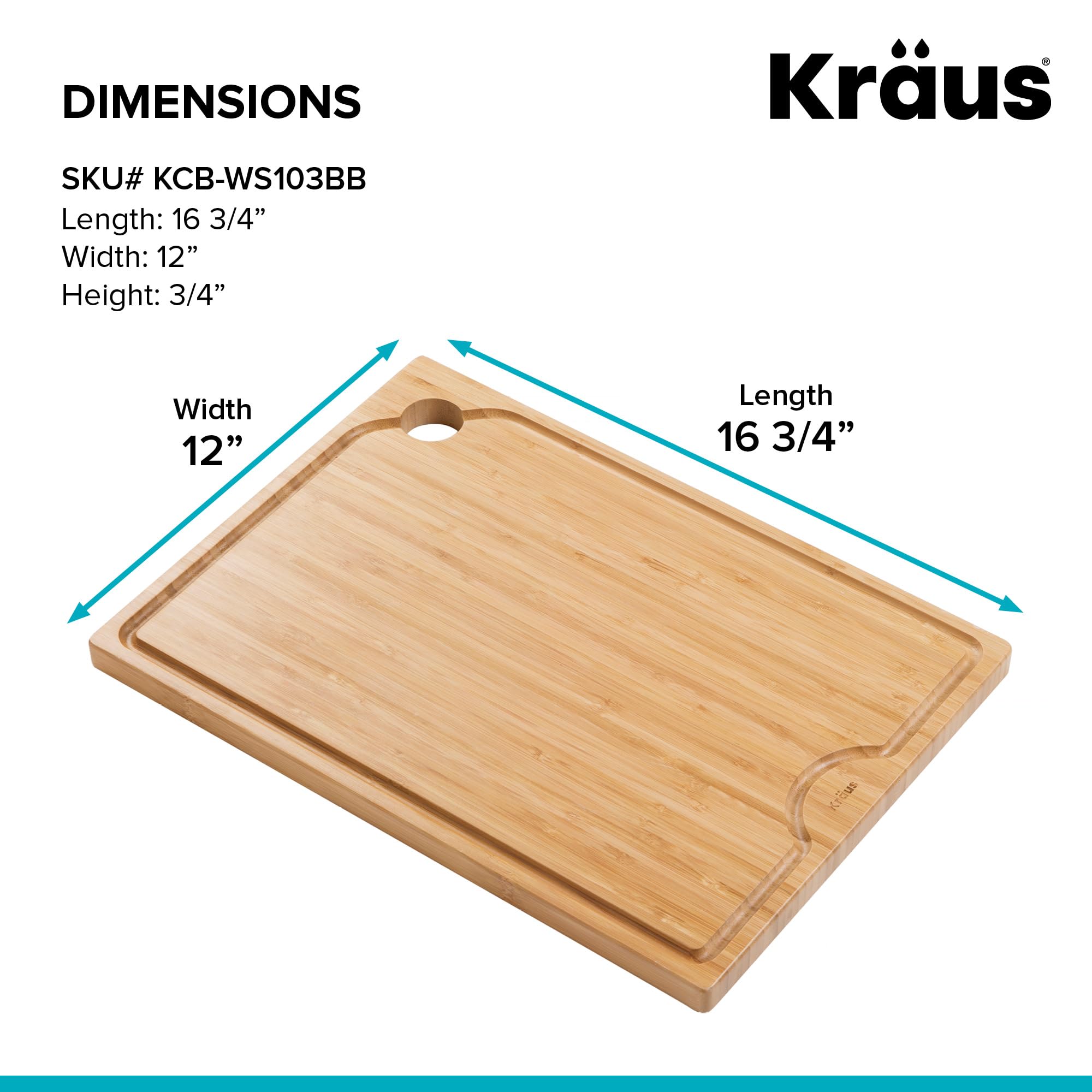Kraus Kore non-slip edge detail ensuring stable, safe cutting