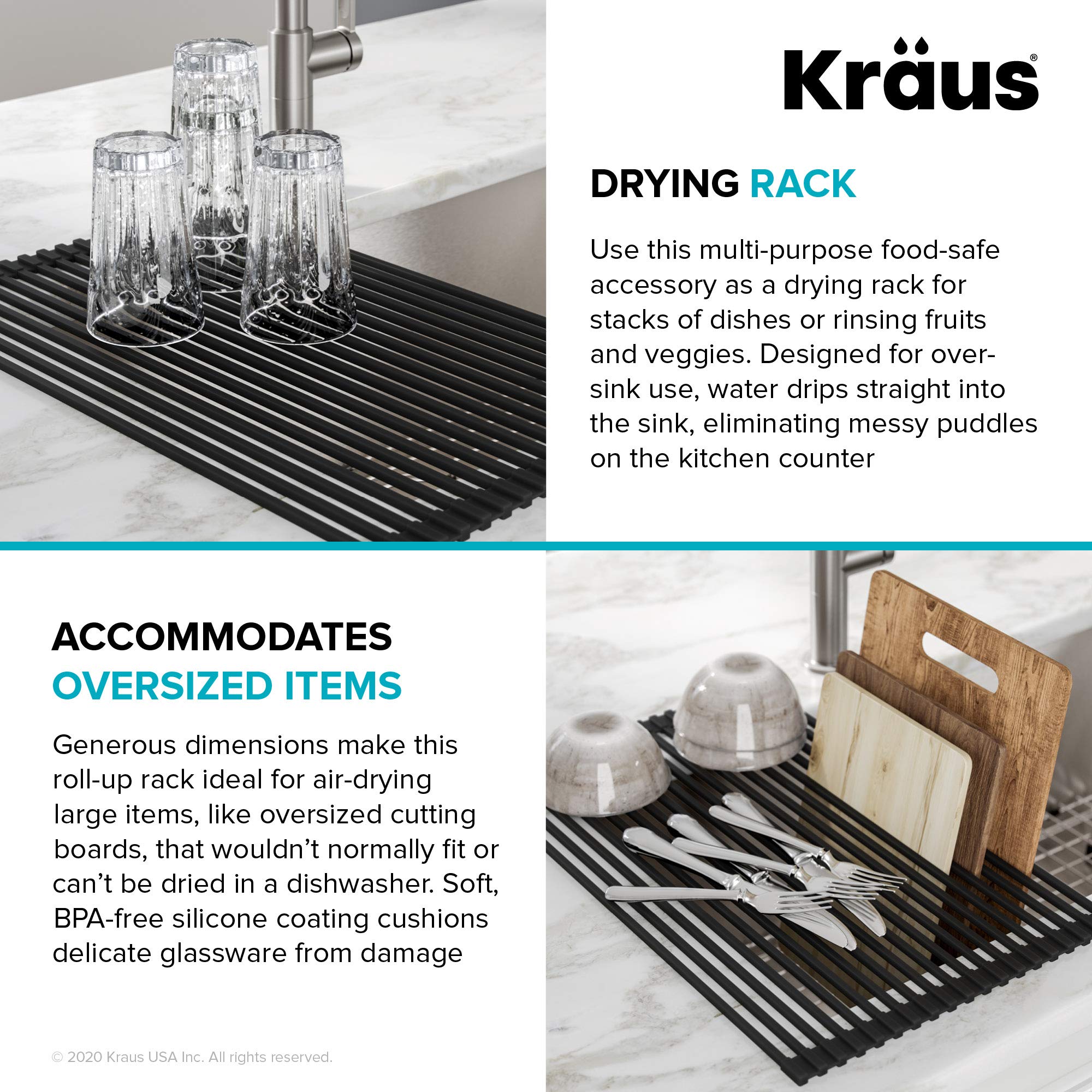Kraus side profile across sink shows universal fit advantage
