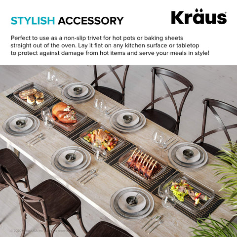 Kraus side profile revealing stainless-steel core for sturdy, warp-resistant support