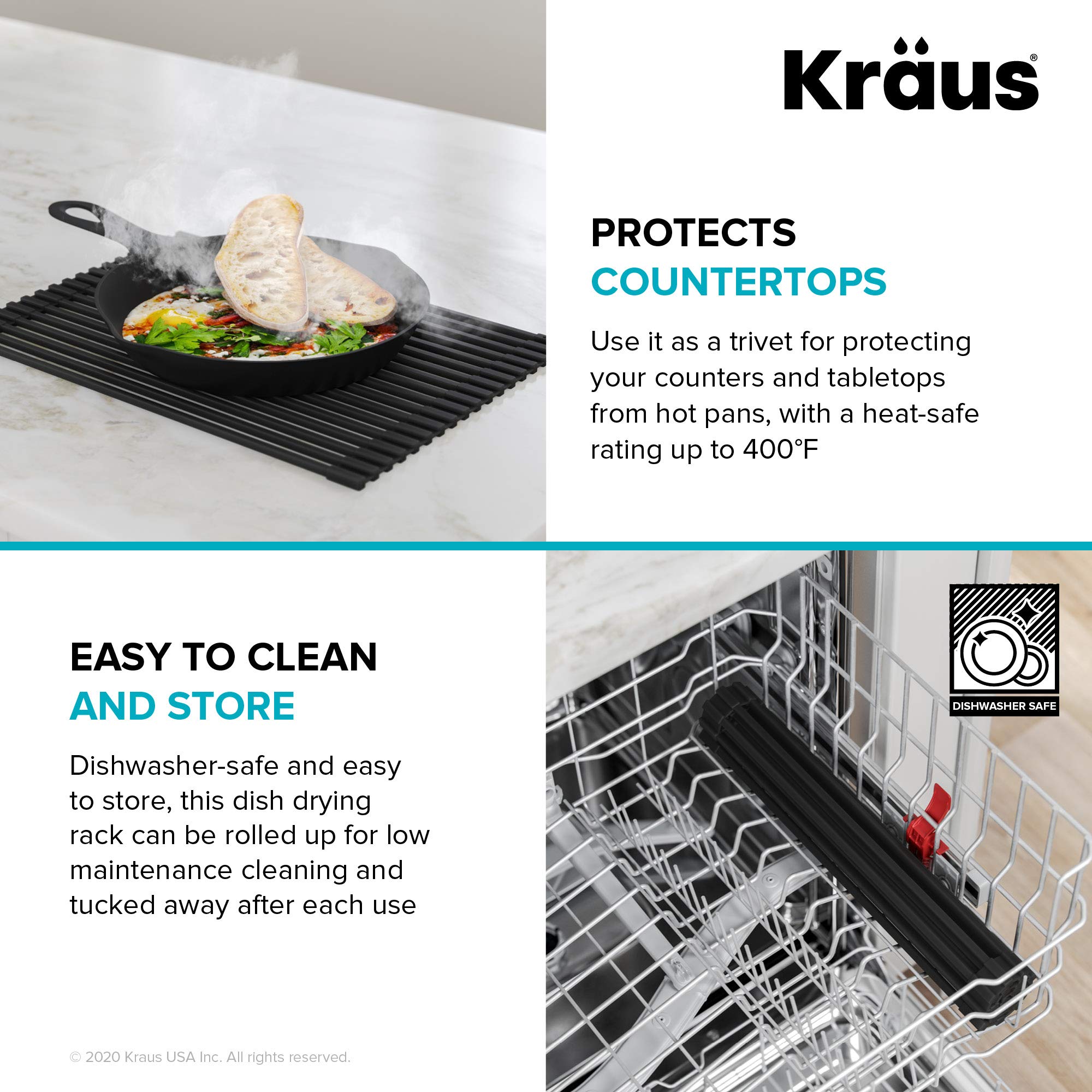 Kraus holding stacked dishes illustrates efficient air drying
