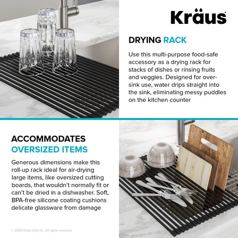 Kraus used as oven mat with hot tray illustrating heat-resistant trivet protection