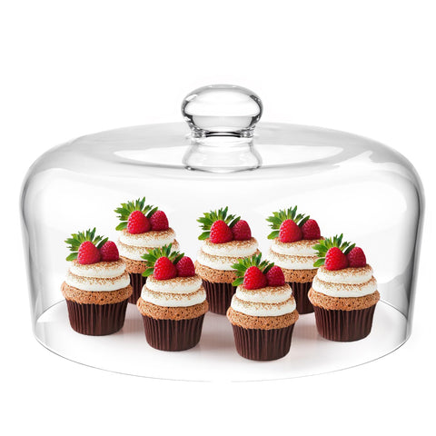 Krbnk glass cake dome front view showing clear display for desserts
