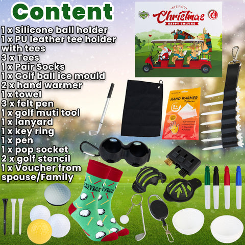 KreativeKraft opened calendar layout revealing individual golf-themed surprises