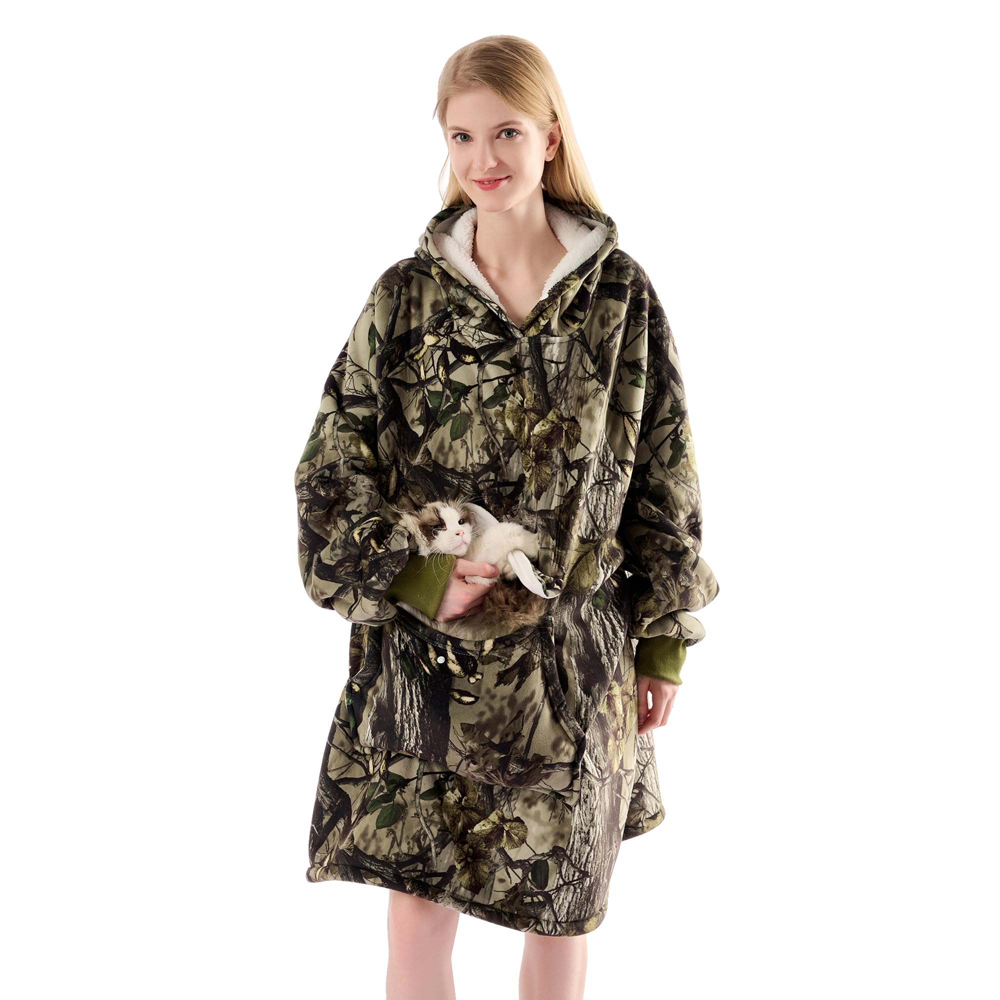 Krifey front view with hood up showing cozy coverage and mobility