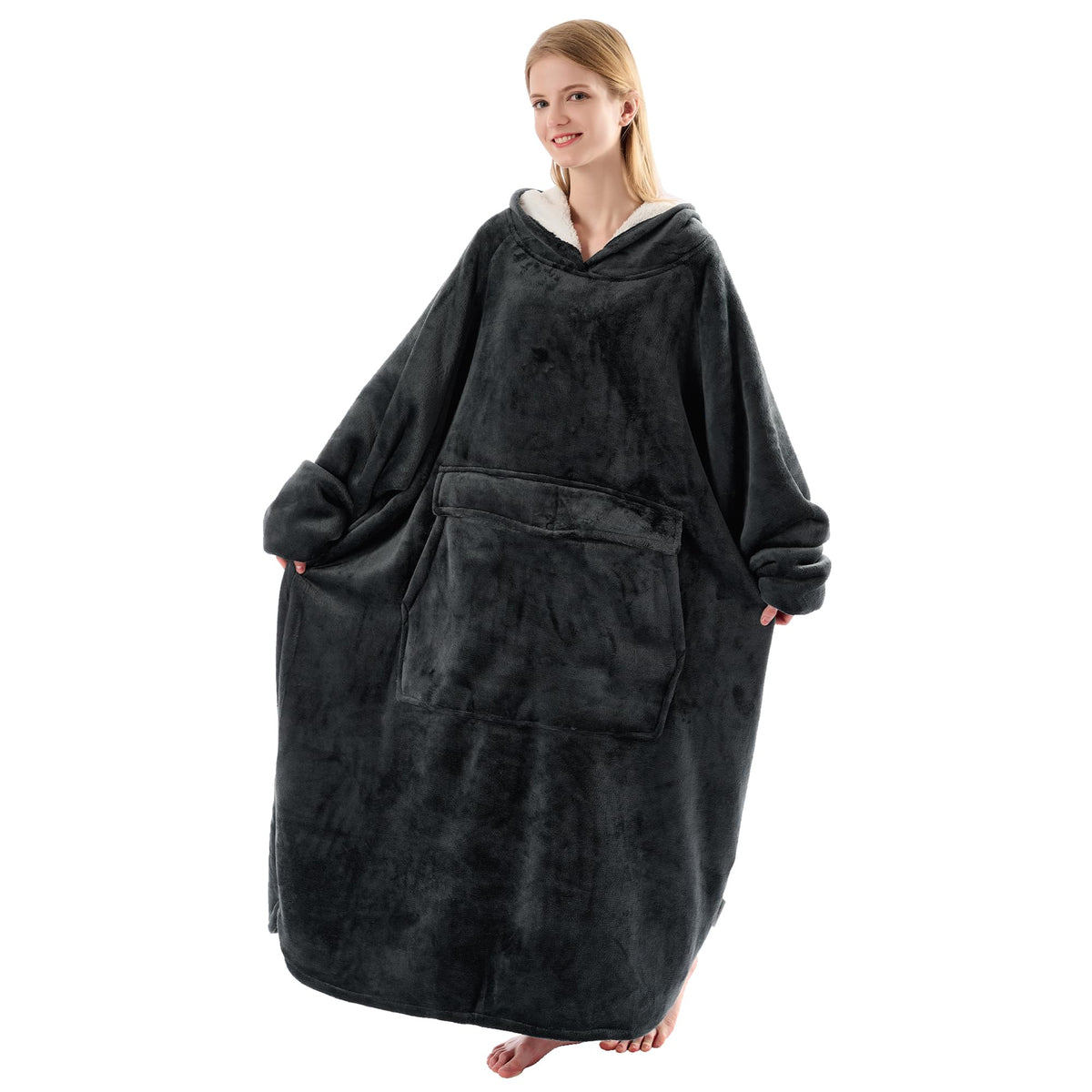 Krifey front view hoodie showing oversized fit and cozy coverage