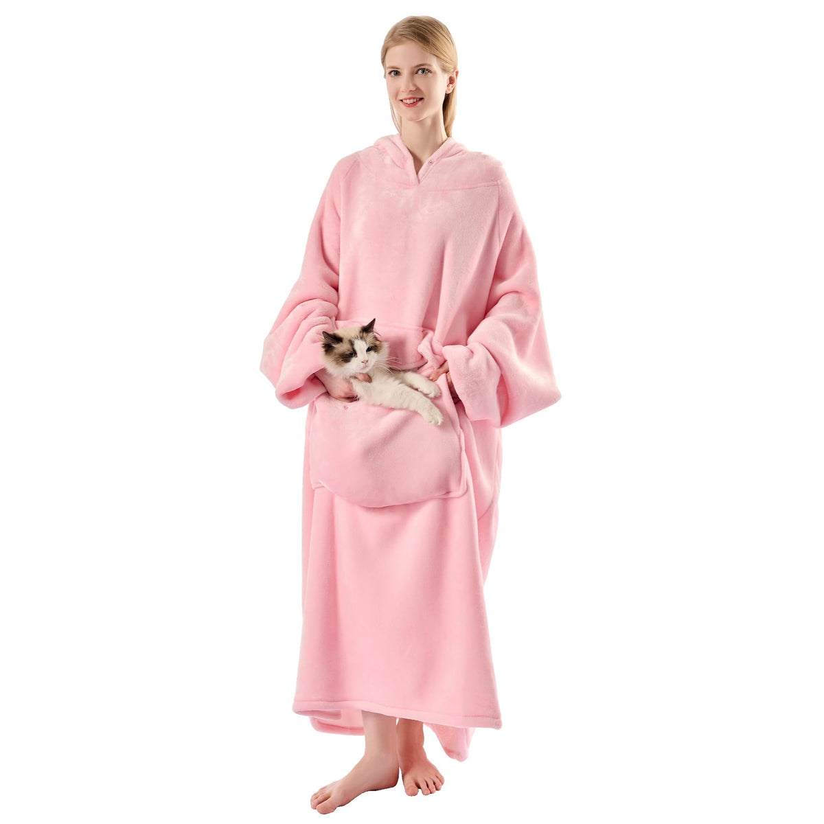 Krifey wearable blanket hoodie front view showing oversized fit and cozy style benefit