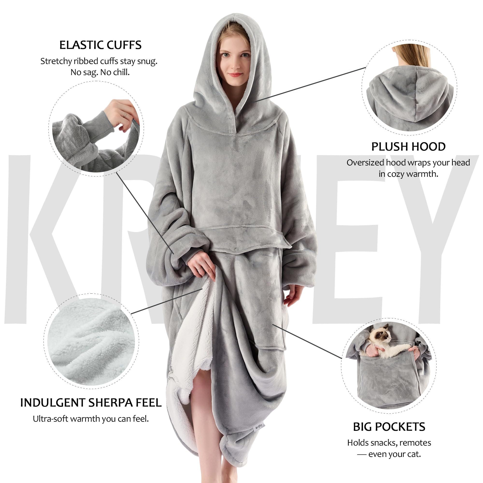 Krifey giant pocket holding phone and remote for hands-free convenience