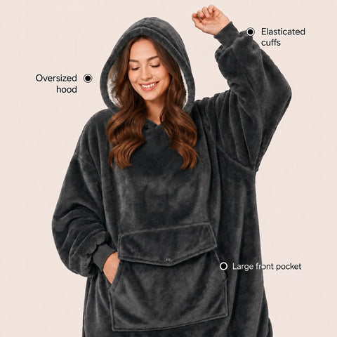 Krifey hood with snaps visible for adjustable fit and improved heat retention