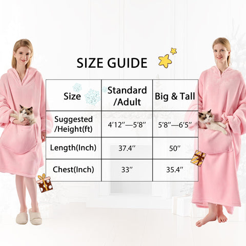 Krifey size and fit comparison showing oversized coverage for full-body warmth benefit