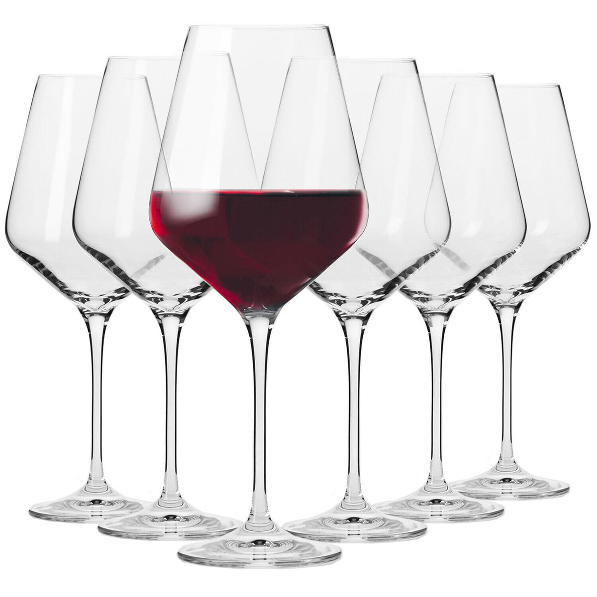 Krosno front view of six glass set showing elegant silhouette and clarity