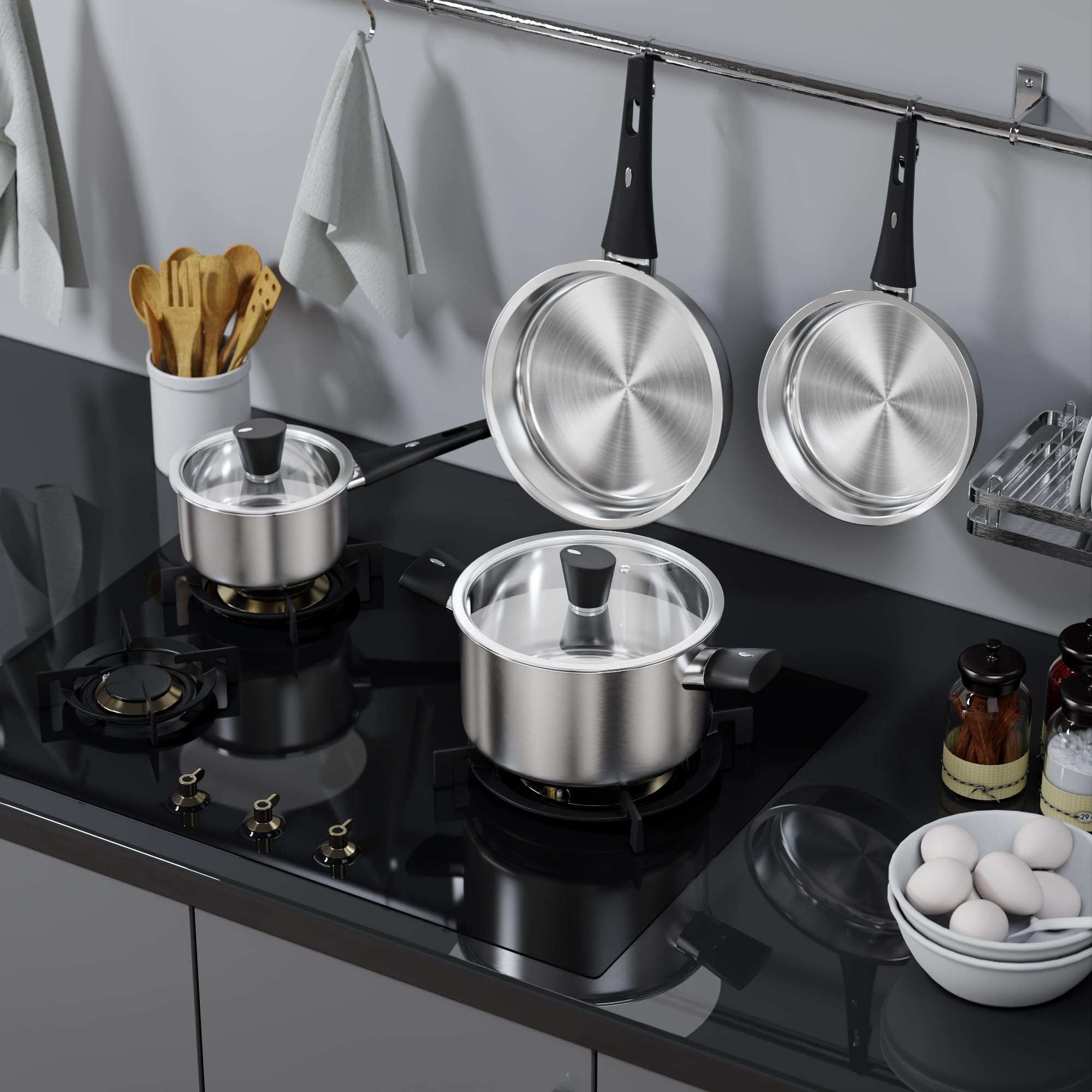 KroWallu set in kitchen with chef using pans for everyday meals