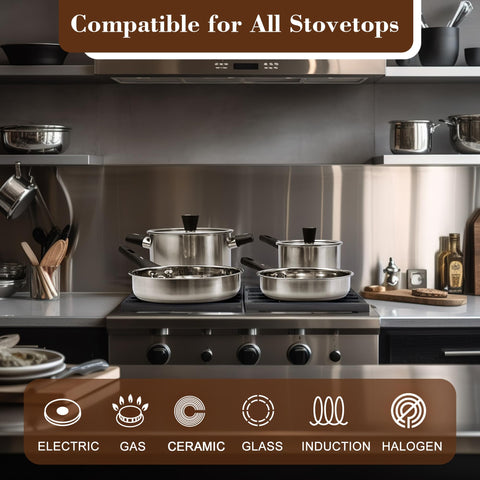 KroWallu cookware on induction stove showing compatibility and even heat
