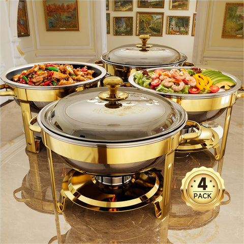 KScocina gold chafing dish front view shows elegant presentation and warmth retention