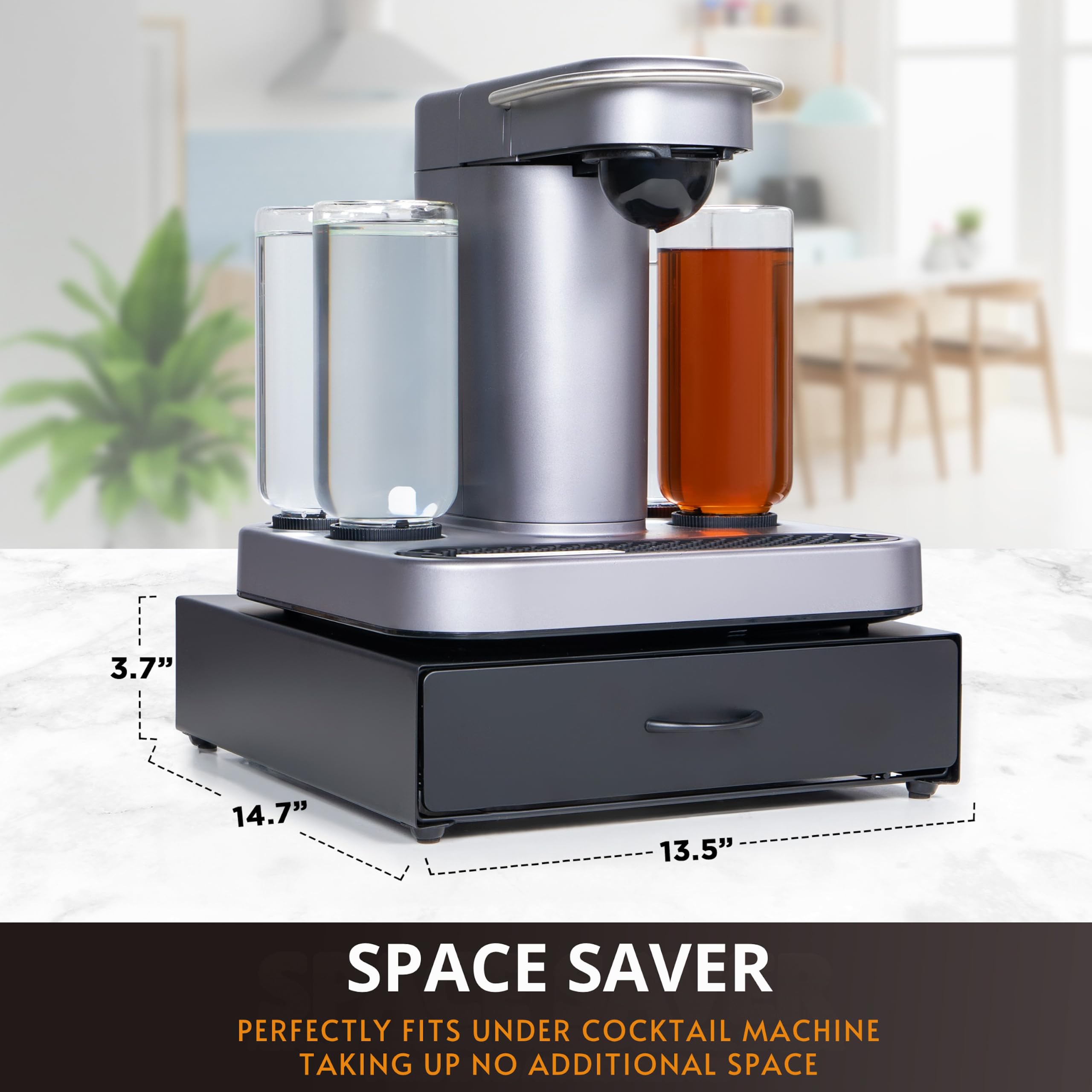 Ksestor open drawer with 40 capsules visible showing easy selection benefit