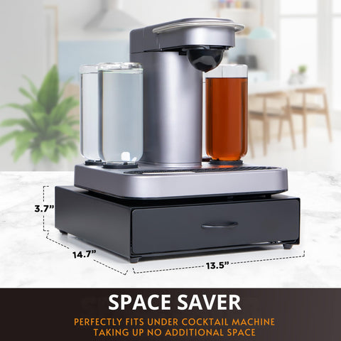 Ksestor open drawer with 40 capsules visible showing easy selection benefit