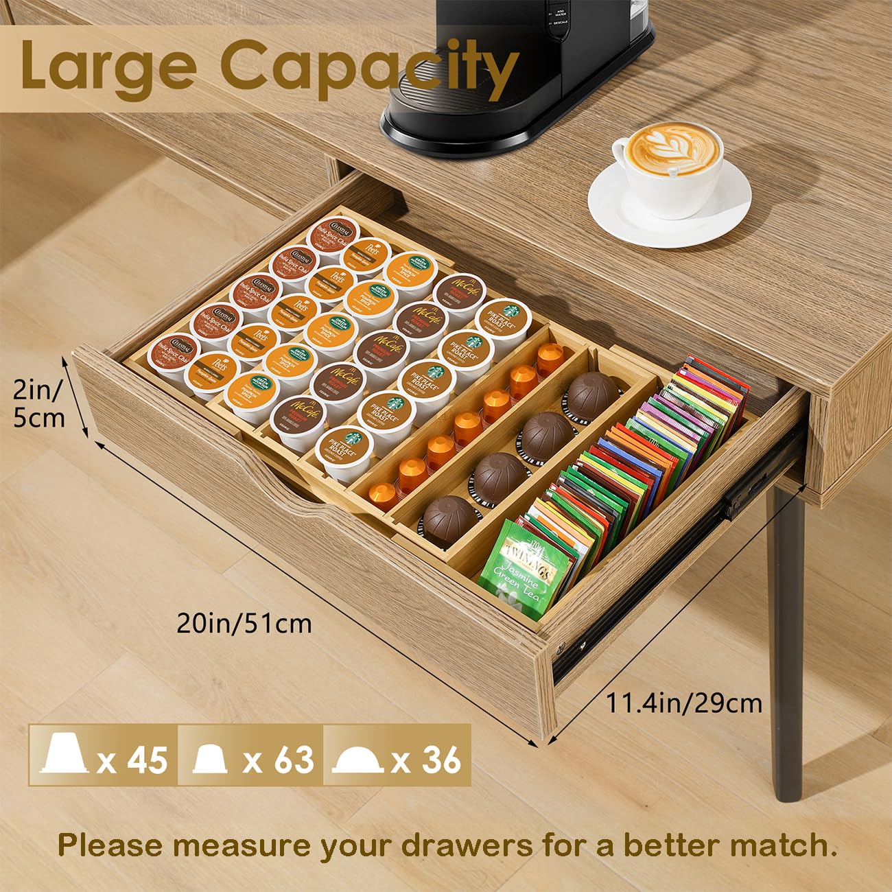 Kssiaz installed in drawer with pods for space-saving, tidy organization
