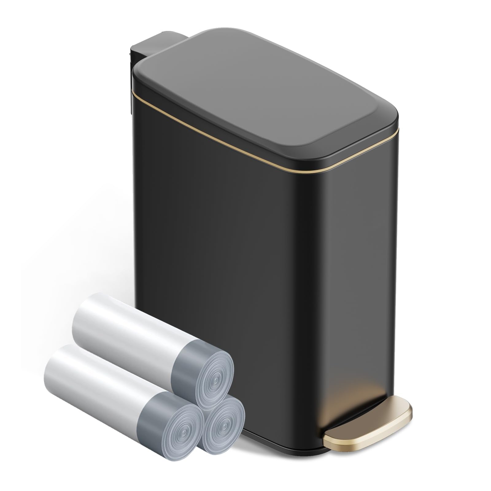 KSSKSS front view compact trash can shows slim profile and space saving