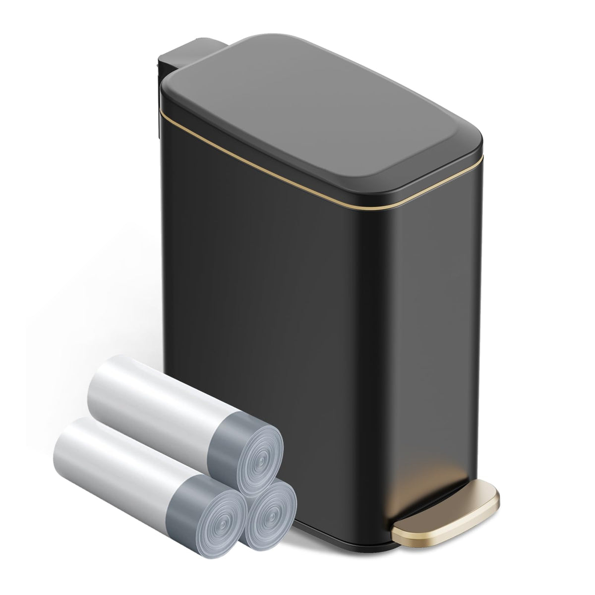 KSSKSS front view compact trash can shows slim profile and space saving