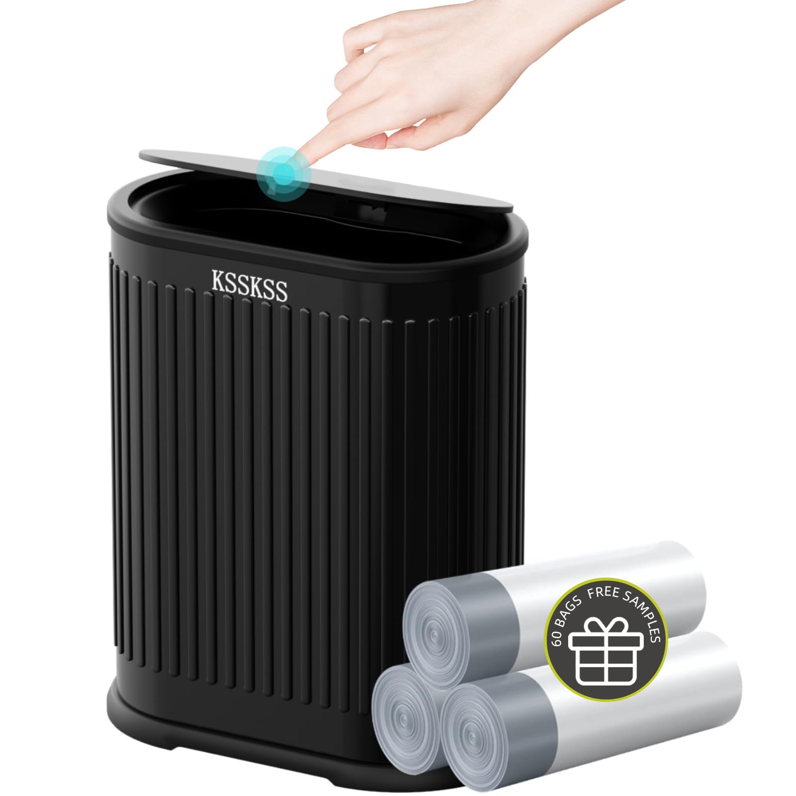 KSSKSS front view matt black bin showing compact profile and neat look